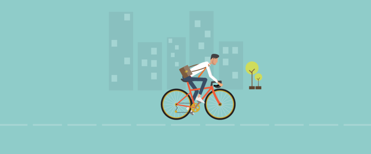 getekende weergave van een fietsende man