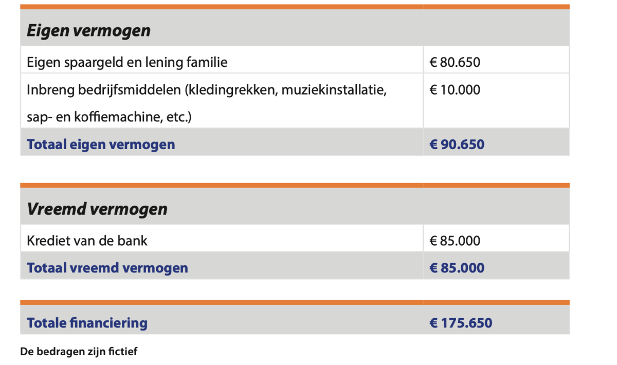 Voorbeeld financieringsbegroting Voorbeeld financieringsbegroting