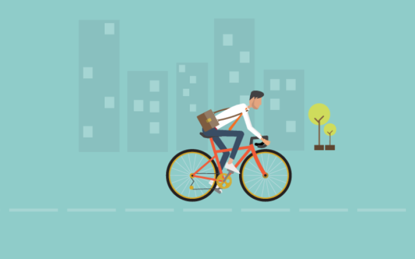 getekende weergave van een fietsende man