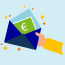 Illustratie van een envelop met briefgeld erin die wordt vastgehouden door een hand