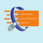 getekende weergave van een loep die een checklist nader bekijkt