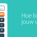 Getekende afbeelding van een calculator waar de tekst 'Hoe bereken jij je uurtarief?' naast staat